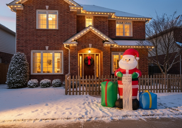 INFLATABLE SANTA CLAUS WITH LIST AND PRESENTS 180 CM LED