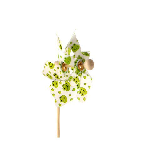 PINWHEEL WITH FROGS 9 x 27,5 CM WHITE/YELLOW
