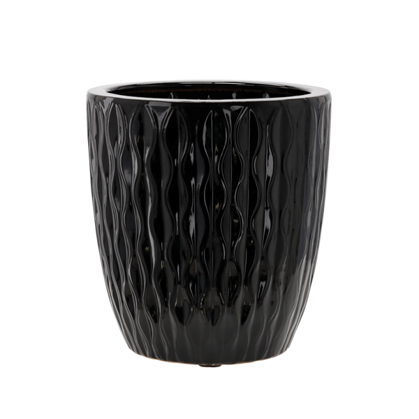 CERAMIC COVER FOR A POT 32 x 32 x 35,5 CM BLACK GLOSSY