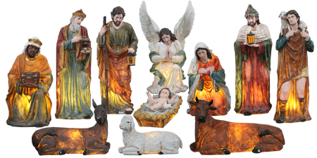 KPL.FIGUR BOŻONARODZENIOWYCH 11 EL.150 CM MASA ŻYWICZNA PODŚWIETLANE *2044