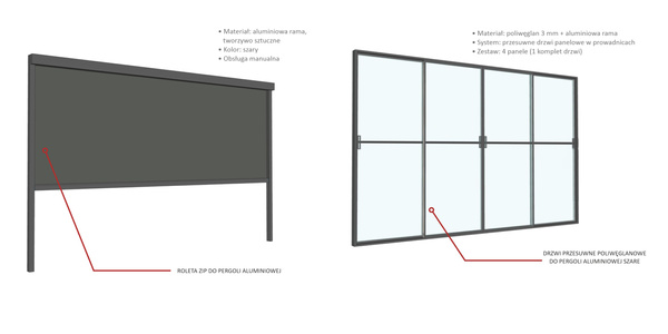 PERGOLA OGRODOWA ALUMINIOWA SZARA LED 3 x 4 x 2,5 M