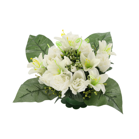 ARTIFICIAL BOUQUET OF FLOWERS ROSES AND LILES ASSORTED COLOURS