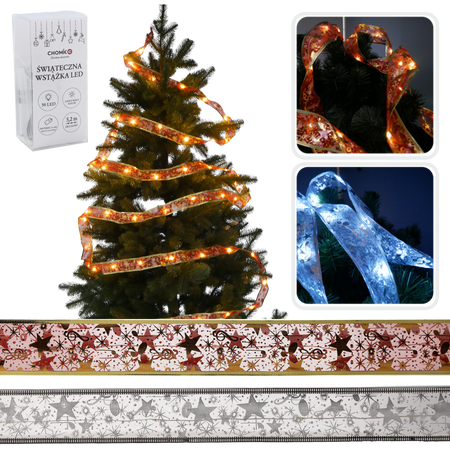 CHRISTMAS RIBBON LED MIX COLOURS WARM WHITE