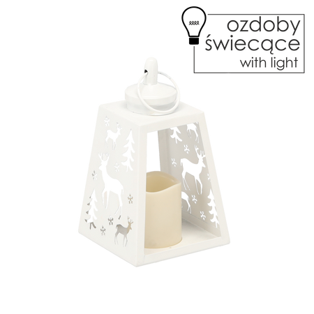LANTERN LED METAL WHITE 12 x 21,5 CM - REINDEER