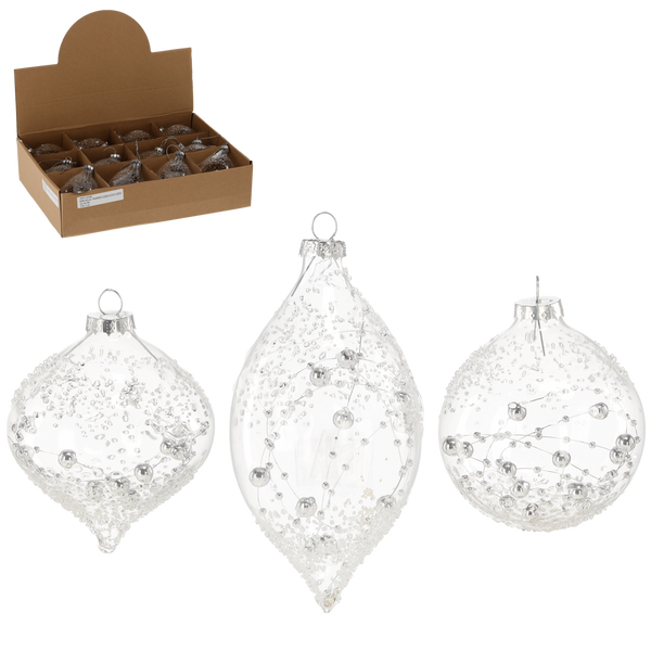 GLASS ORNAMENT - TRANSLUCENT DECORATED MIXED PATTERNS