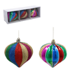 SET OF 3 CHRISTMAS ORNAMENTS - COLORFUL RIBBONS 8CM pack=12sets