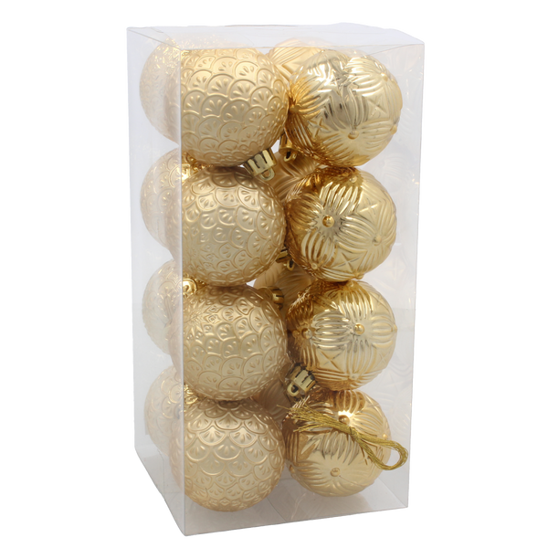 KPL. 16 BOMBEK 6 CM RED / GOLD / SILVER *3771