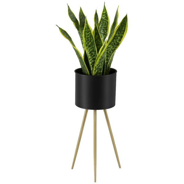 Suport pentru flori/plantă 21 x 21 x 60 CM NEGRU CU PICIOARE DE AUR *1395