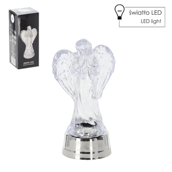 FIGURKA LED ANJEL 17,5CM S BATÉRIAMI STUDENÁ BIELA*5689