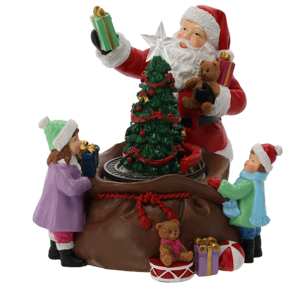 CHRISTMAS MUSIC BOX LED SANTA WITH TREE AND PRESENTS