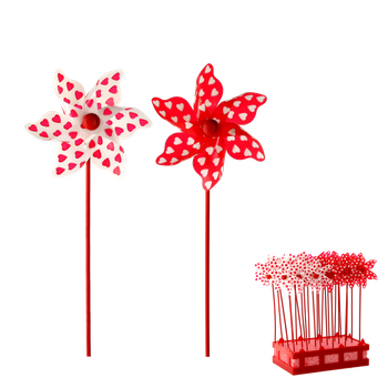 PINWHEEL WITH HEARTS 9 x 27,5 CM WHITE/RED