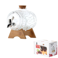 1L GLASS BRREL ON A WOODEN STAND