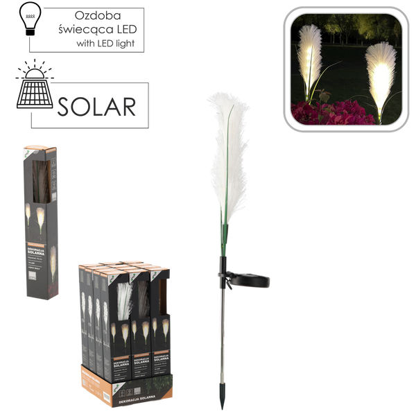 LAMPĂ SOLARĂ H 70 CM IARBĂ PAMPASĂ 10 LED ALB CĂLDUȚ disp=12buc *4736