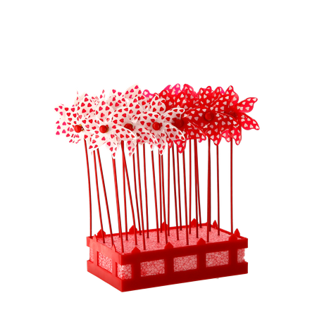 PINWHEEL WITH HEARTS 9 x 27,5 CM WHITE/RED
