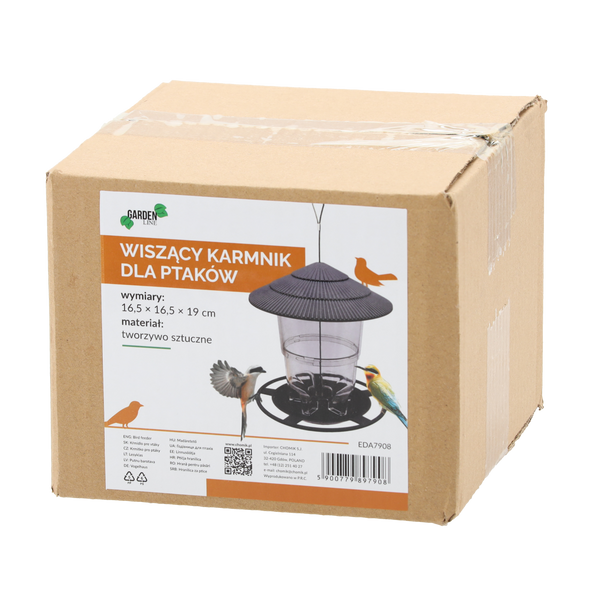 HANGING PLASTIC BIRD FEEDER 16.5 X 16.5 X 19 CM