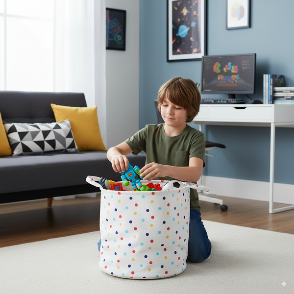 ROUND BASKET DOTS SIZE S