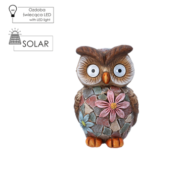 FIGURINĂ DE GRĂDINĂ - BUFNIȚĂ CU OCHI ILUMINAȚI 13,5 x 12 x 20,4 CM LED pachet=2buc *7966