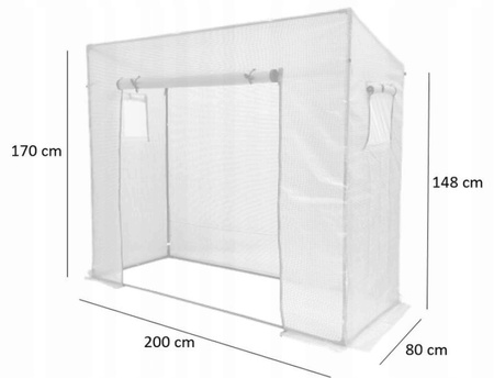 TOMATO GREENHOUSE WHITE 200 X 77 X 168/146 CM