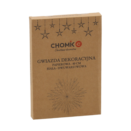 GWIAZDA DEKORACYJNA PAPIEROWA 40 CM BIAŁA DWUWARSTWOWA *9102