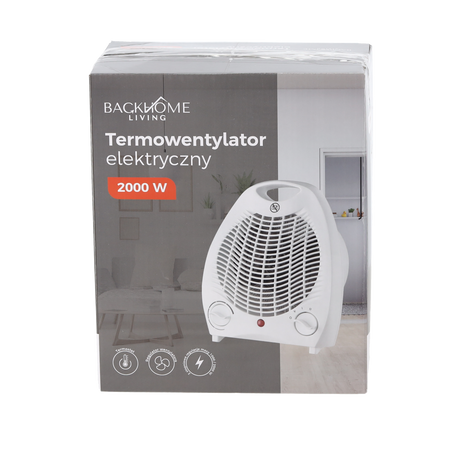 VENTILATOR ELECTRIC PENTRU ÎNCĂLZIRE / RĂȘCHILĂ CU SIGURANȚĂ ALBĂ 2000W *7254