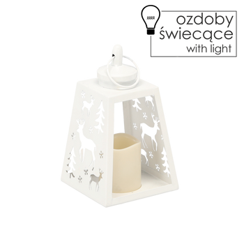 LANTERN LED METAL WHITE 12 x 21,5 CM - REINDEER