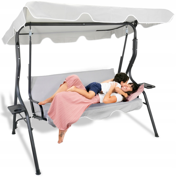 GARDEN SWING 170 X 110 X 153 CM GRAY WITHOUT ROOF WITH CUP HOLDERS
