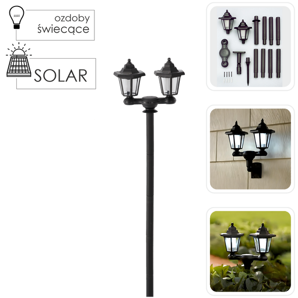 SOLÁRNA LAMPA 27,5 x 12,5 x 152 CM 3W1 LAMPION/NÁSTENNÉ LED STUDENÁ BIELA *6131