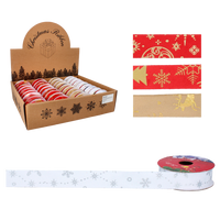 VÁNOČNÍ DEKORAČNÍ STUHA 2,5 CM x 2,7 M MIX BARVY bal=36ks *9737