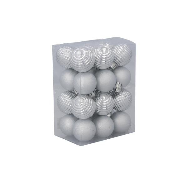 KPL. 24 BOMBĂ 3 CM ROȘU/ AURII/ARGINTII MIX DE MODELE *7146