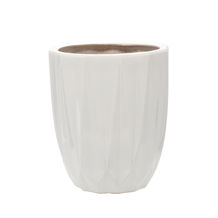 VAS CERAMIC PENTRU GHIVECHE 30 x 30 x 36 CM ALB ȘI ȘI POLISAT *3659
