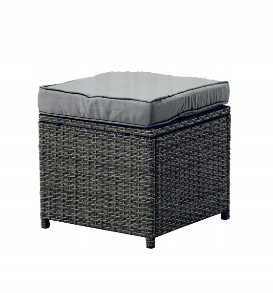 GARDEN FURNITURE SET (CORNER SOFA, 2 POUFFES, TABLE) - grey, cushions - grey *3453