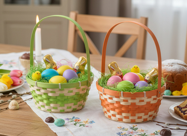 EASTER BASKET WITH MOVABLE HANDLE 21,5 x 11 CM MIX 2 COLORS