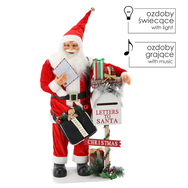 CHRISTMAS FIGURE SANTA CLAUS - LIGHTING - PLAYING MUSIC 100 CM
