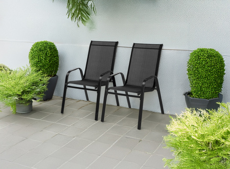 SET DE 2 SCAUNE DE GRĂDINĂ NEGRE 54 x 70 x 92 CM *1625