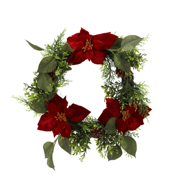 UMĚLÝ KVĚT - VĚNEC S POINSETTIÍ 40 CM balení=2 ks *3283