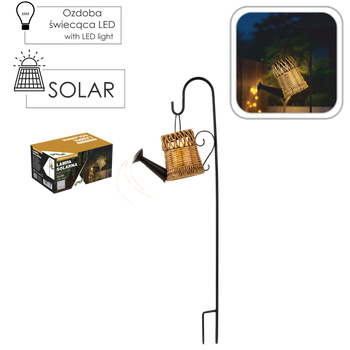 LAMPĂ SOLARĂ 24,5 x 12 x 110 CM URECHE RATTAN 33 LED CĂLDURĂ ALBĂ *6024