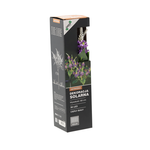 LAMPA SOLARNA H 68 CM OSTRÓŻKA 30 LED CIEPŁY BIAŁY disp=12szt *4682