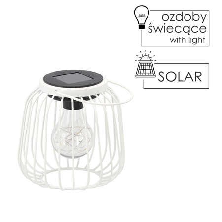 SOLAR LANTERN METAL WHITE 15 CM