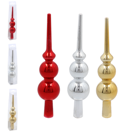 CHRISTMAS TREE SPIKE 20 CM RED/GOLD/SILVER