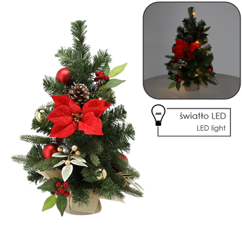 VÁNOČNÍ STROMEK 15 LED 50 CM ČERVENO-ZLATÝ *0721