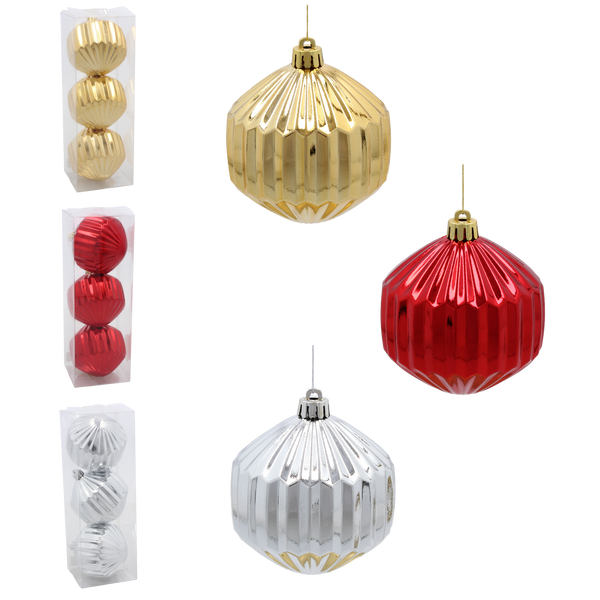 KPL. 3 BOMBEK 8 CM RED / GOLD / SILVER *3818