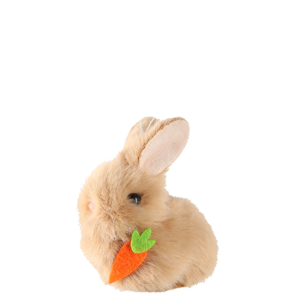 ORNAMENT DE PAȘTE - PENDULĂ 5 x 5 x 7 CM IEPURAȘ CU MORCOV MIX 3 CULORI pachet=12buc *9090