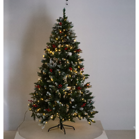 UMELÝ STROMČEK 180 CM - ZKMIEŠANÝ S JARZEBINOU, ŠIŠKAMI, LED *9056