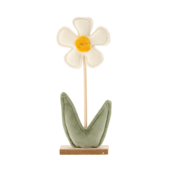 FELT FLOWER ON BASE - CREAM 9 x 4.5 x 22 CM