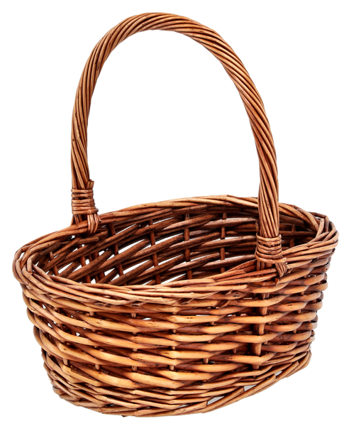 KOSZYK RATTANOWY 36 x 28 x 13/32 CM Z RĄCZKĄ - BRĄZOWY *5105