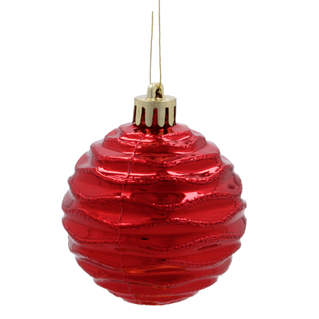 SET OF 9 BAUBLES 6 CM RED/GREEN/WHITE