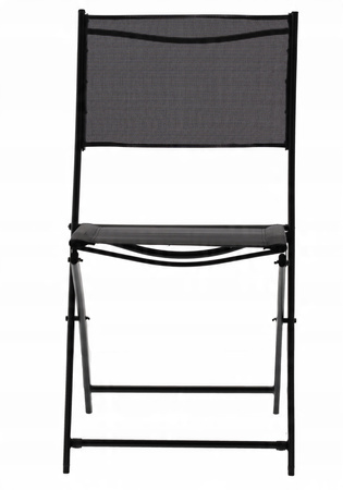 BALCONY FURNITURE SET - ROUND TABLE + 2 FOLDING CHAIRS - BLACK