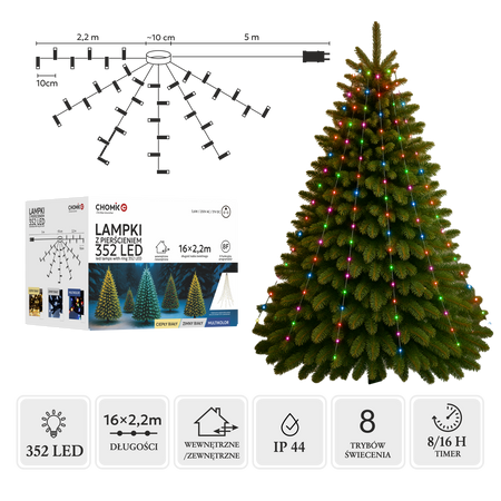 LED SVĚTLA S KROUŽKEM 2,2 M 352L MULTI BARVA VN/PVN *8134
