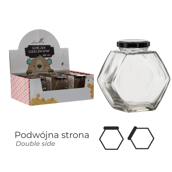 ŠESTIÚHELNÍKOVÁ SKLENICE S VKLÁDACÍM ZÁKLOPEM 380 ML DISPLEJ=12ks *5185