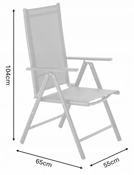 Skládací zahradní stolička ocelová 66 x 53 x 107 cm šedá *3491